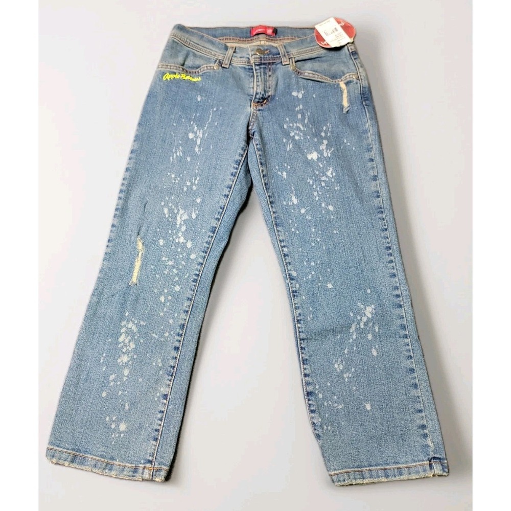 Apple Bottoms Capri Jeans Women's 6 Blue Paint Splatter Y2K‎ NWT